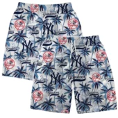 New York Yankees Team Logo Coconut Tree Pattern Hawaiian Short - TeeAloha