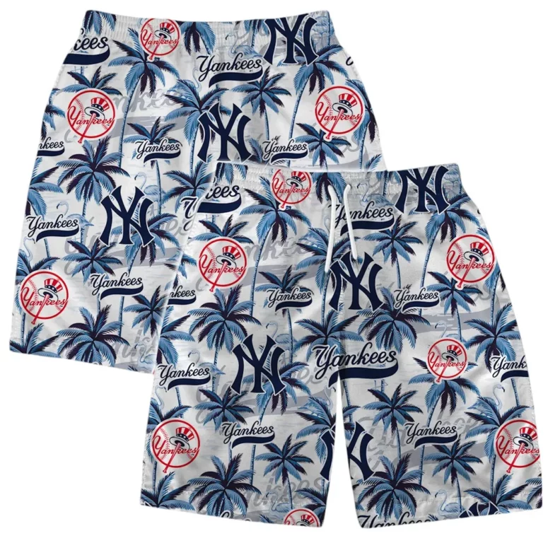 New York Yankees Team Logo Coconut Tree Pattern Hawaiian Shirt