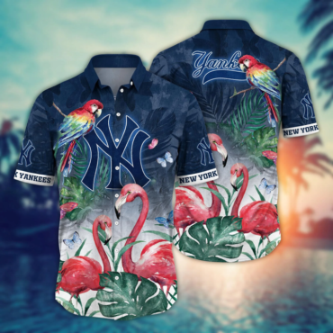 New York Yankees Tropical Birds Paradise Hawaiian Shirt