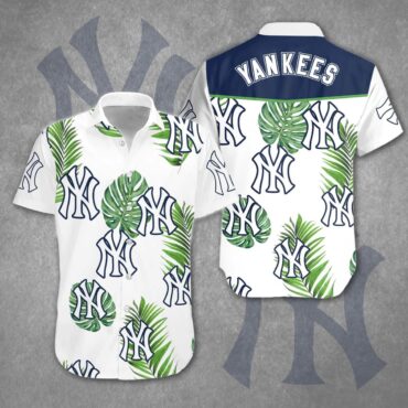 New York Yankees Tropical Breeze White Hawaiian Shirt