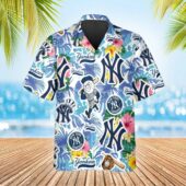 New York Yankees Tropical Fun Hawaiian Shirt Front - TeeAloha