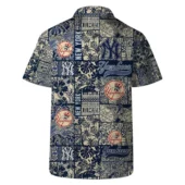 New York Yankees Vintage Patchwork Hawaiian Shirt Back - TeeAloha