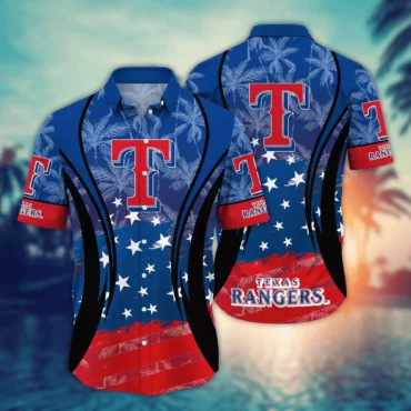 Texas Rangers Patriotic Stars Hawaiian Shirt