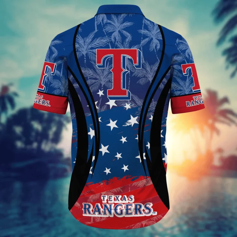 Texas Rangers Patriotic Stars Hawaiian Shirt