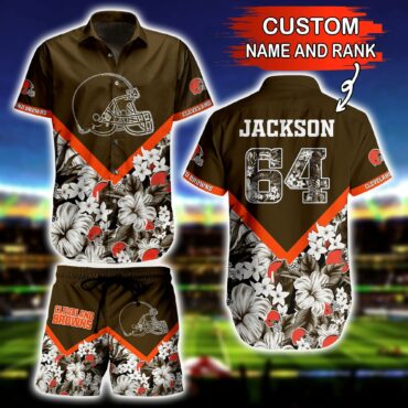 Personalized Cleveland Browns Custom Floral Warrior Hawaiian Shirt