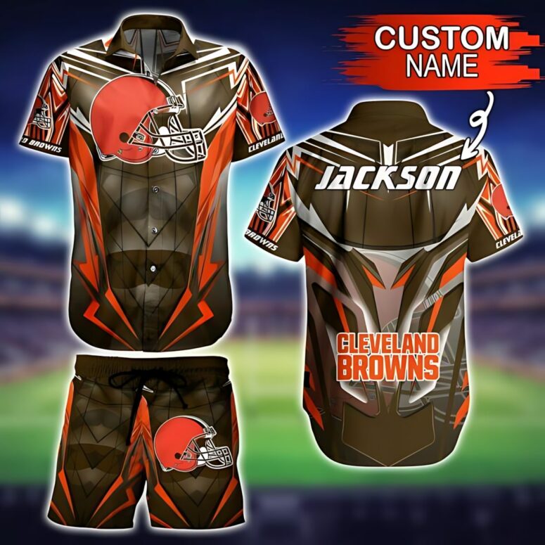 Personalized Cleveland Browns Custom Gridiron Hawaiian Shirt