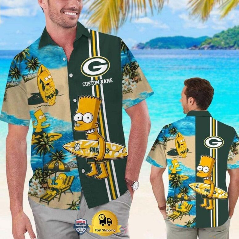 Personalized Green Bay Packers Special Bart Simpson Tropical Hawaiian Shirt