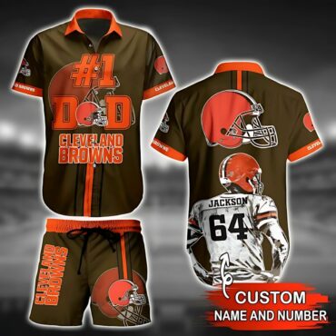 Personalzed Cleveland Browns #1 Dad Custom Hawaiian Shirt