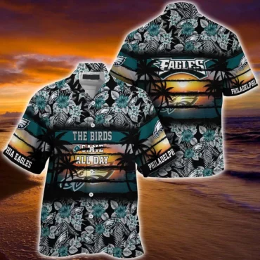 Philadelphia Eagles Birds All Day Sunset Hawaiian Shirt