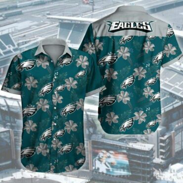 Philadelphia Eagles Floral Logo Hawaiian Shirt