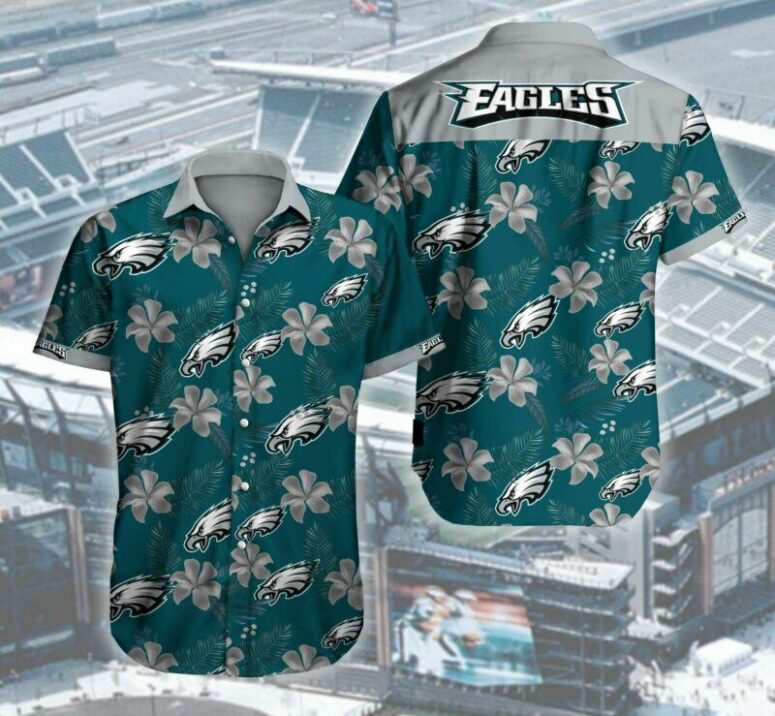 Philadelphia Eagles Floral Logo Hawaiian Shirt