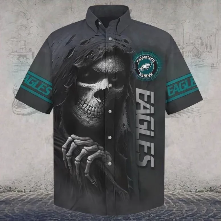 Philadelphia Eagles Grim Reaper Graphic Hawaiian Shirt