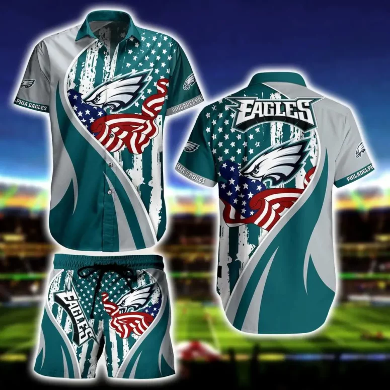 Philadelphia Eagles Stars and Stripes Pride Hawaiian Set