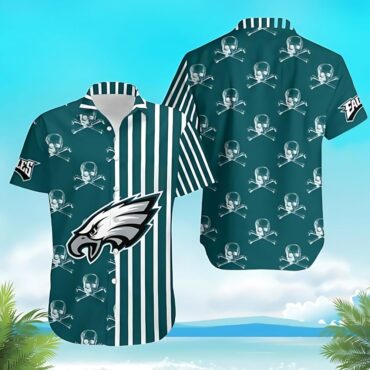 Philadelphia Eagles Stripes & Skulls Hawaiian Shirt