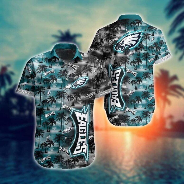 Philadelphia Eagles Sunset Palm Hawaiian Shirt