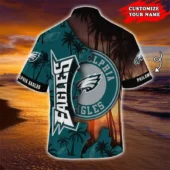 Philadelphia Eagles Sunset Paradise Hawaiian Shirt Back - TeeAloha