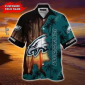 Philadelphia Eagles Sunset Paradise Hawaiian Shirt Front - TeeAloha