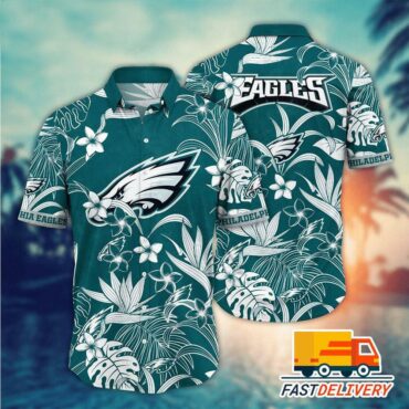 Philadelphia Eagles Tropical Paradise Floral Hawaiian Shirt