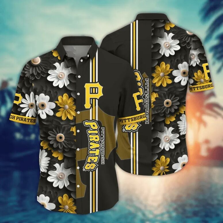 Pittsburgh Pirates Daisy Stripe Hawaiian Shirt