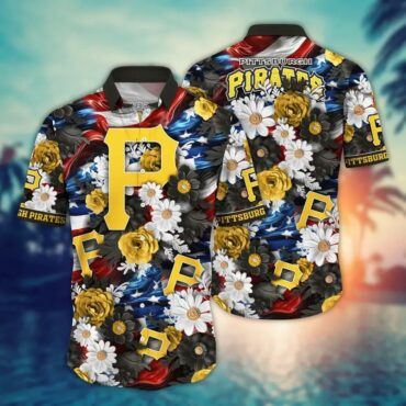 Pittsburgh Pirates Floral Freedom Hawaiian Shirt