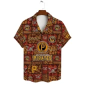 Pittsburgh Pirates Retro Patchwork Hawaiian Shirt Front - TeeAloha