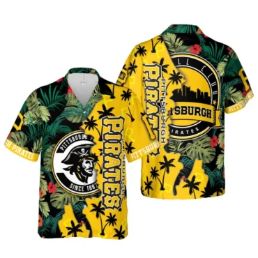 Pittsburgh Pirates Tropical Skyline Hawaiian Shirt