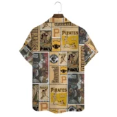 Pittsburgh Pirates Vintage Collage Hawaiian Shirt Back - TeeAloha