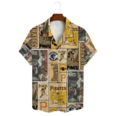 Pittsburgh Pirates Vintage Collage Hawaiian Shirt Front - TeeAloha