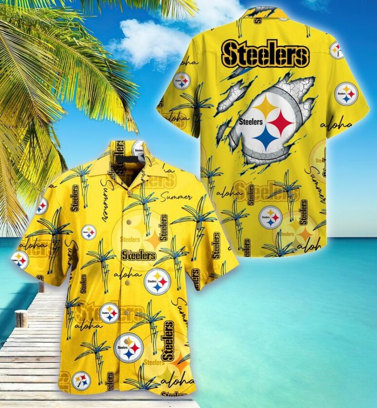 Pittsburgh Steelers Aloha Yellow Hawaiian Shirt