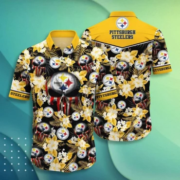 Pittsburgh Steelers Floral Fury Hawaiian Shirt