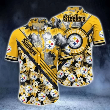 Pittsburgh Steelers Floral Storm Hawaiian Shirt