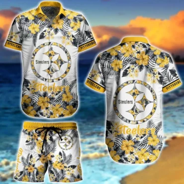 Pittsburgh Steelers Floral Wave Hawaiian shirt