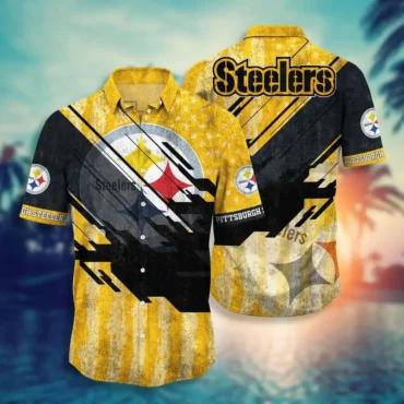 Pittsburgh Steelers Grunge Stripes Hawaiian Shirt