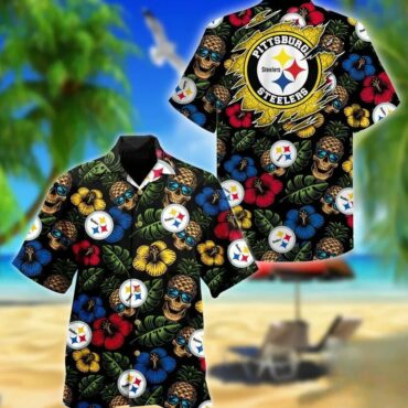 Pittsburgh Steelers Skull Paradise Hawaiian Shirt