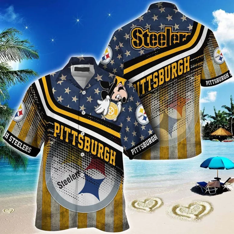 Pittsburgh Steelers Stars & Stripes Mickey Hawaiian Shirt