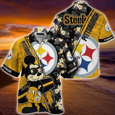 Pittsburgh Steelers Surfing Mickey Hawaiian Shirt