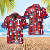 Texas Dominate The Diamond Rangers Red Blue Hawaiian Shirt 2 Side - TeeAloha