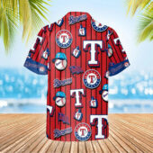 Texas Dominate The Diamond Rangers Red Blue Hawaiian Shirt Back - TeeAloha