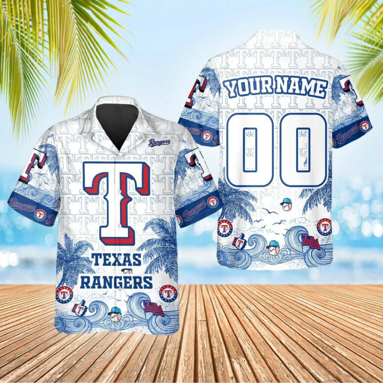 Texas Rangers Big Wave Hawaiian Shirt