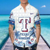 Texas Rangers Big Wave Hawaiian Shirt Mockup Men Front - TeeAloha