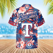 Texas Rangers Floral Splash Hawaiian Shirt Back - TeeAloha