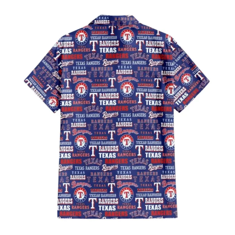 Texas Rangers Logo Frenzy Hawaiian Shirt