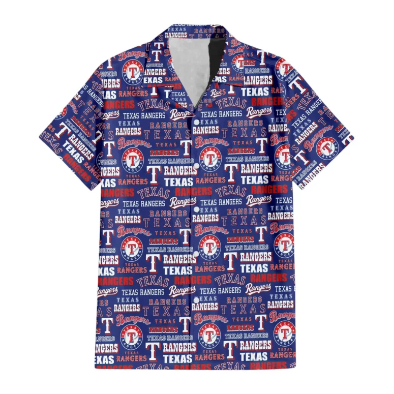 Texas Rangers Logo Frenzy Hawaiian Shirt