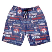 Texas Rangers Logo Frenzy Hawaiian Short Front - TeeAloha