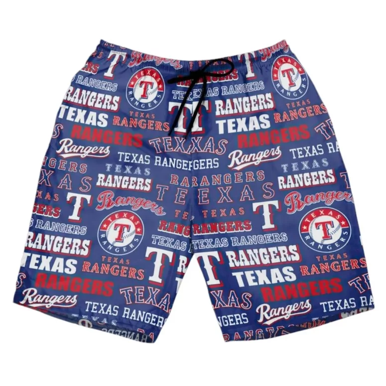 Texas Rangers Logo Frenzy Hawaiian Shirt