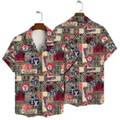 Texas Rangers Patchwork Legacy Hawaiian Shirt - TeeAloha