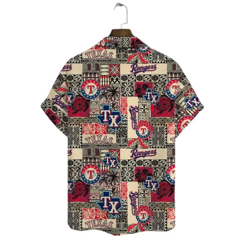 Texas Rangers Patchwork Legacy Hawaiian Shirt