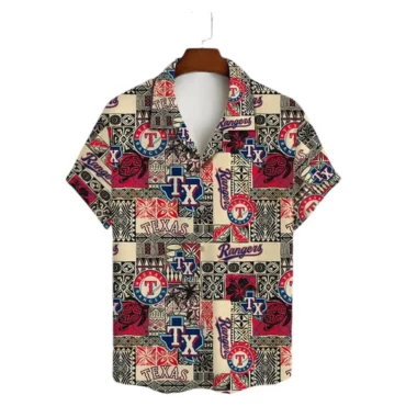 Texas Rangers Patchwork Legacy Hawaiian Shirt