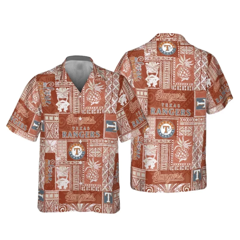 Texas Rangers Pineapple Tiki Hawaiian Shirt