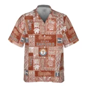 Texas Rangers Pineapple Tiki Hawaiian Shirt Front - TeeAloha